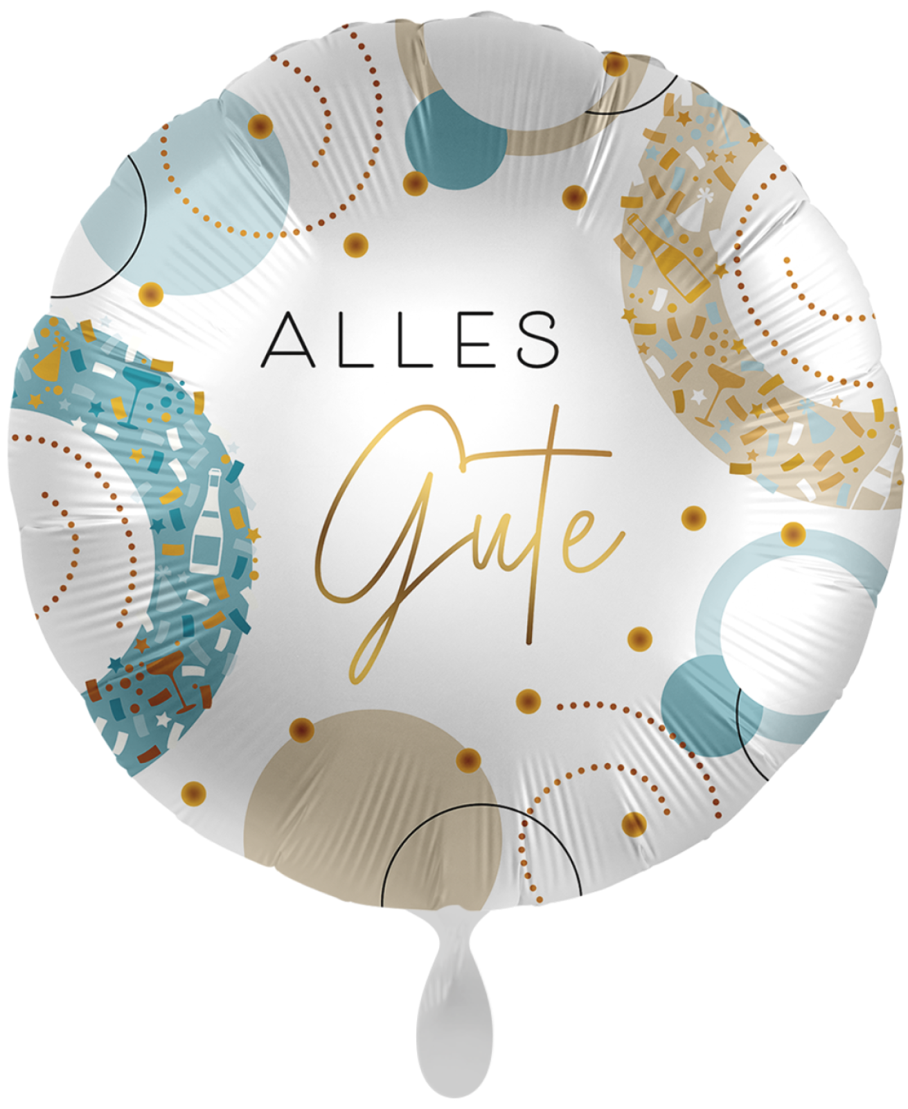 Folienballon - Alles Gute, türkis gold - ø 43cm